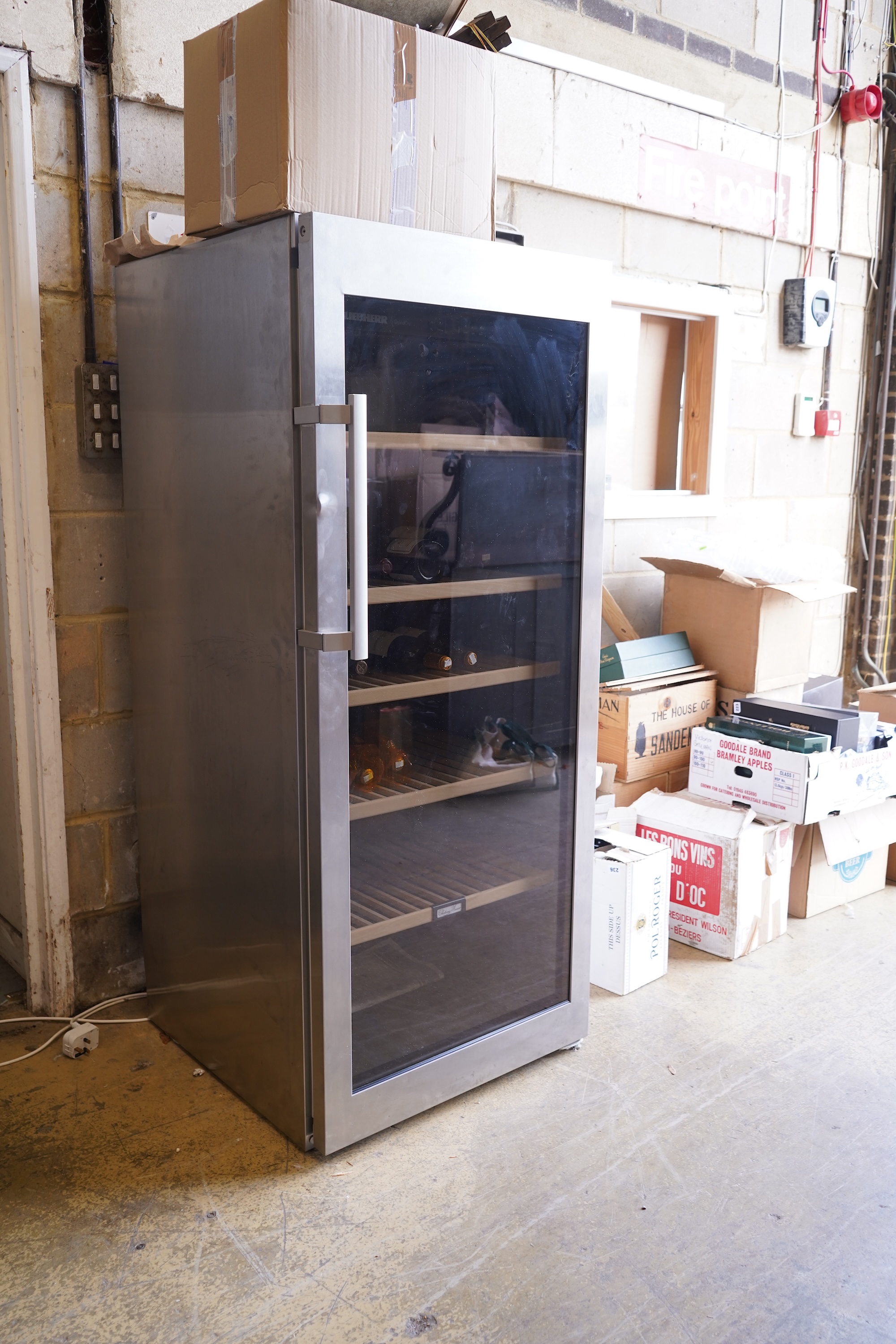 A Liebherr stainless steel wine storage cooler